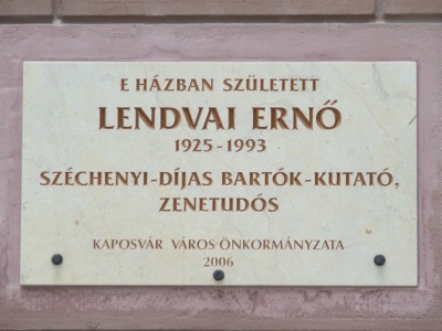Lendvai Ernő emléktáblája Kaposváron
