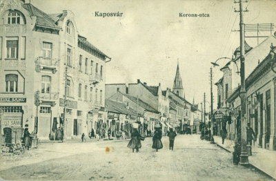 Kaposvár Korona (Ady E.) utca 1912-ben. Forrás: Fehér László